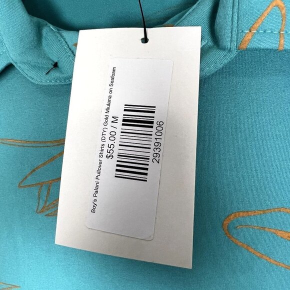Kauluae Boys Youth Medium Miulana Palani Pullover Polo Shirt Seafoam Teal Gold - Picture 7 of 9